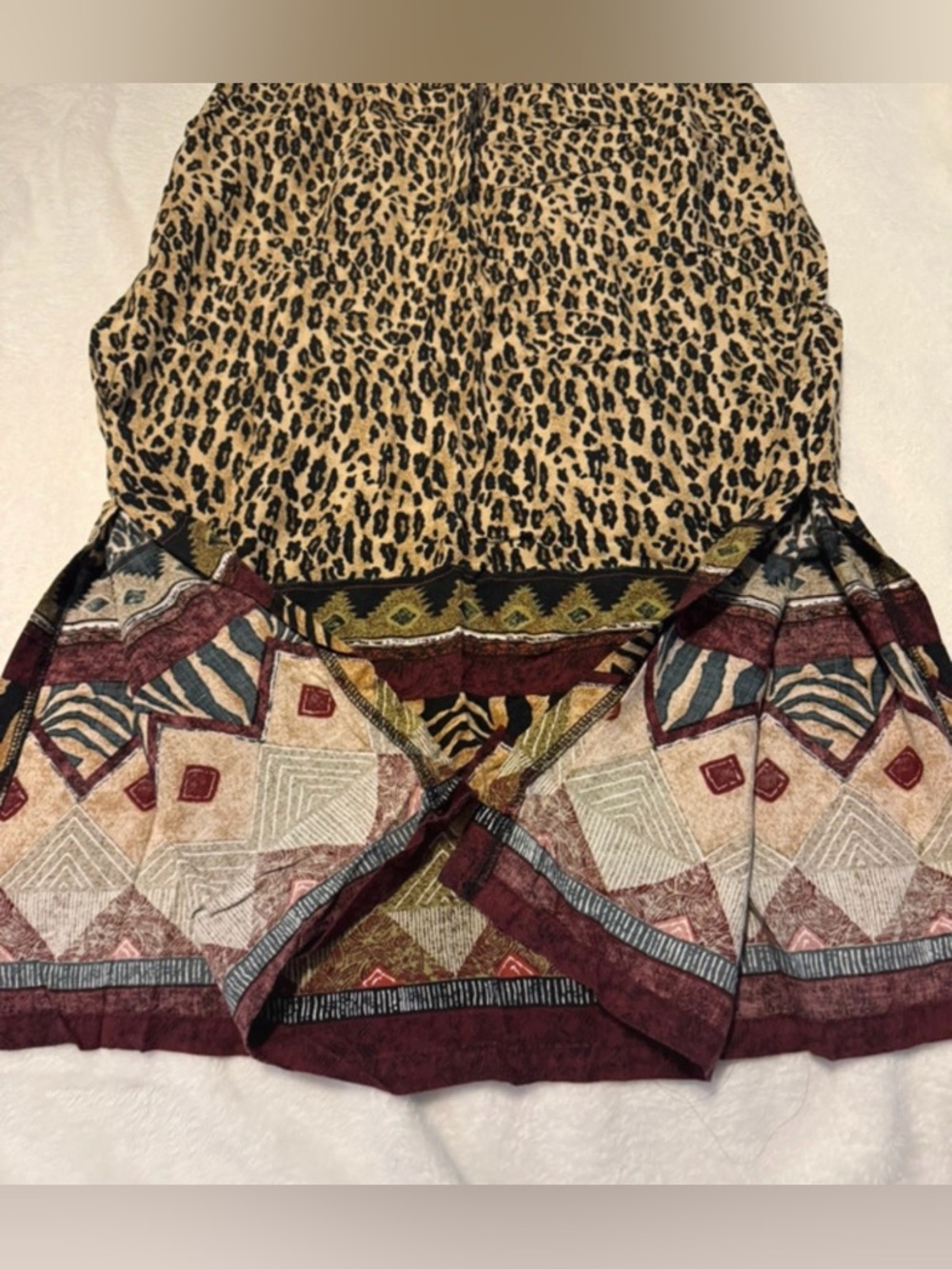 Ship N Shore vintage boho southwestern artsy leopard midi maxi skirt size S - Picture 3 of 7